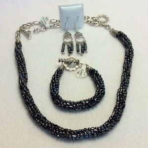 FINAL SALE PRICE Lia Rosa Handmade Black Shaped Beaded Jewelry Set